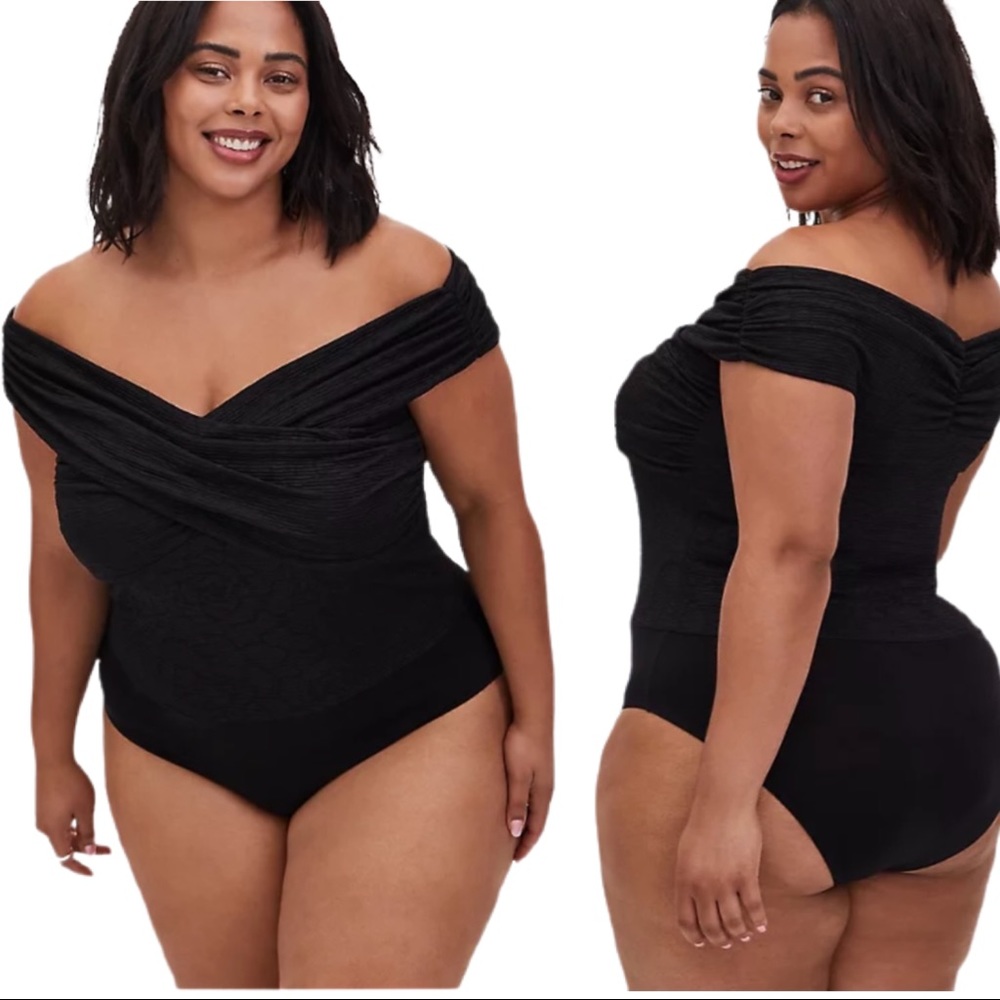 NEW TORRID KNIT CRISSCROSS OFF SHOULDER BODYSUIT - Picture 2 of 13